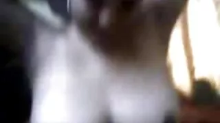 Patraukli Brunetė glamonėja savo pūlingas tarp jos lūpų su sekso žaislas